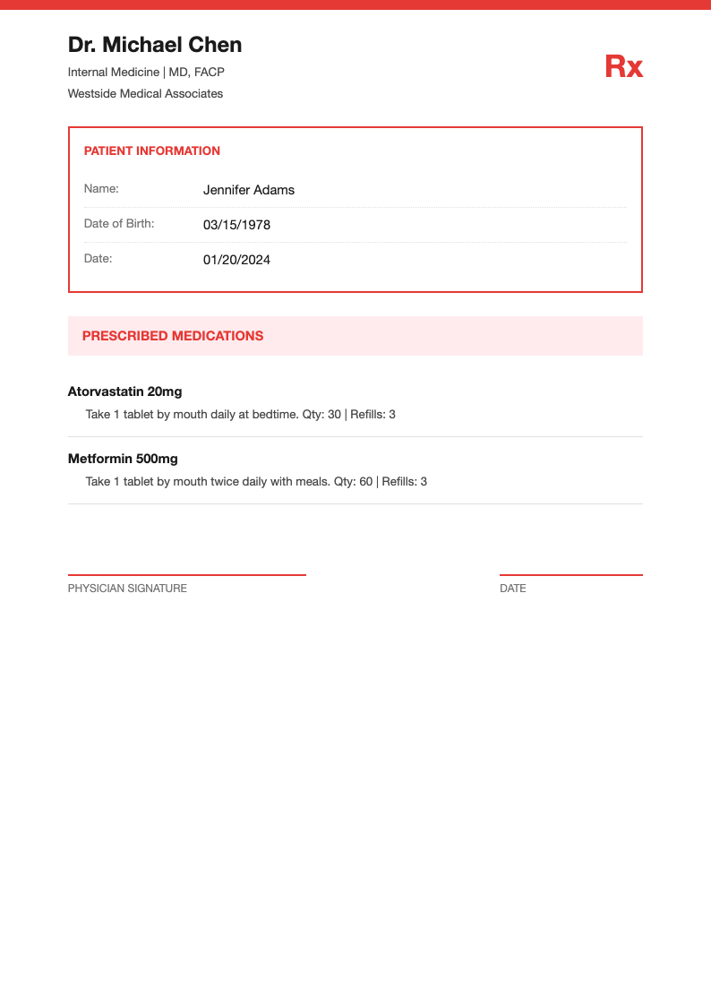 Accent bar prescription pad